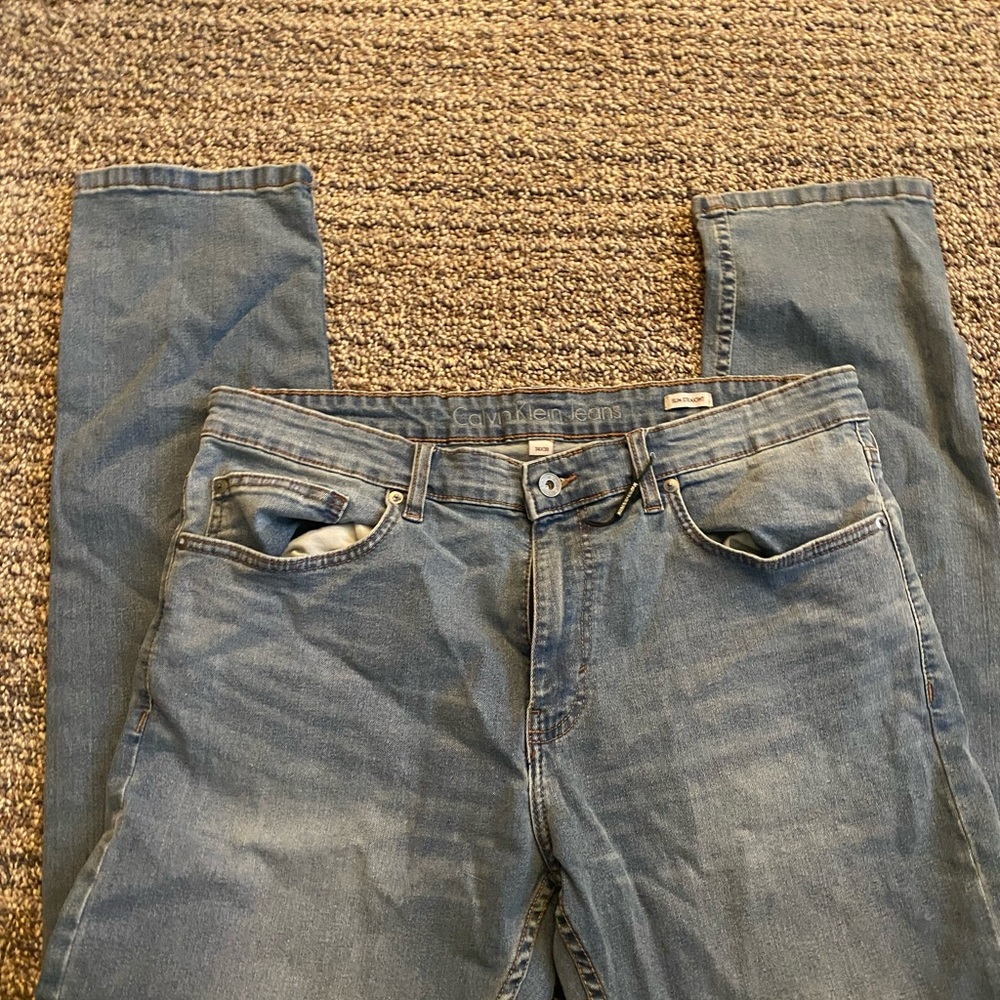 Calvin Klein Blue Relaxed Jeans with Faded Look